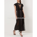 Black Lace Trim Midi Dress Manufacture Wholesale Fashion Women Apparel (TA4050D)